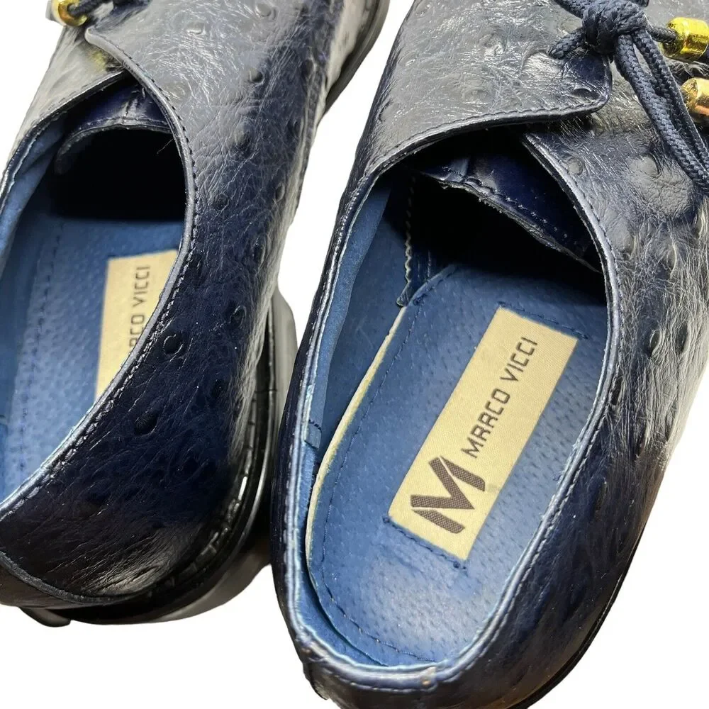 Marco Vicci Dress Shoes Titus Croc Embossed Tassel Mens Size 10 M Blue Vintage